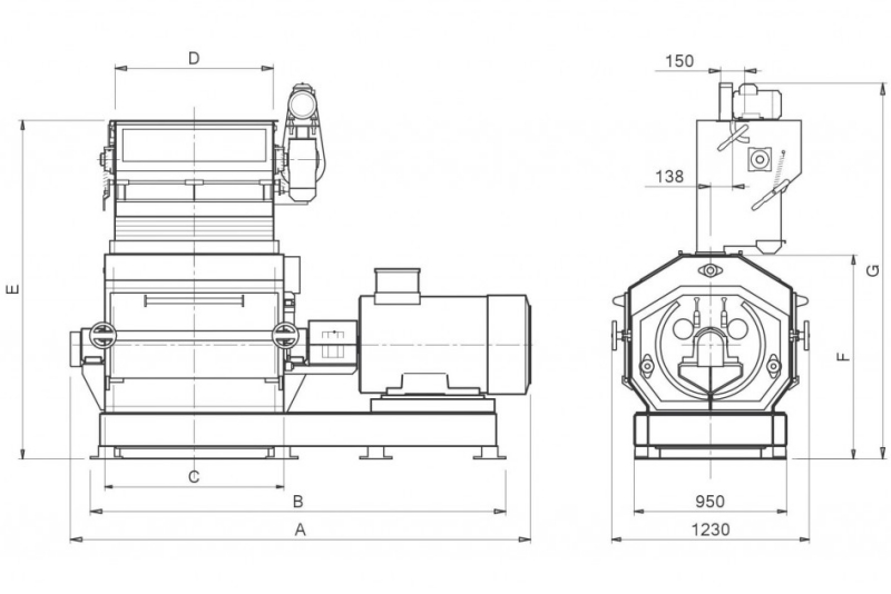 hammer mill line drawing